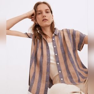 Madewell Linen-Blend Hilltop Shirt in Bayley Stripe